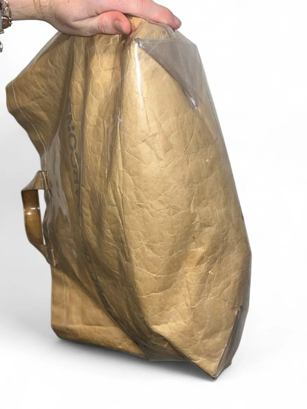 Comme des Garcons Tan Shiny Logo Tote Bag